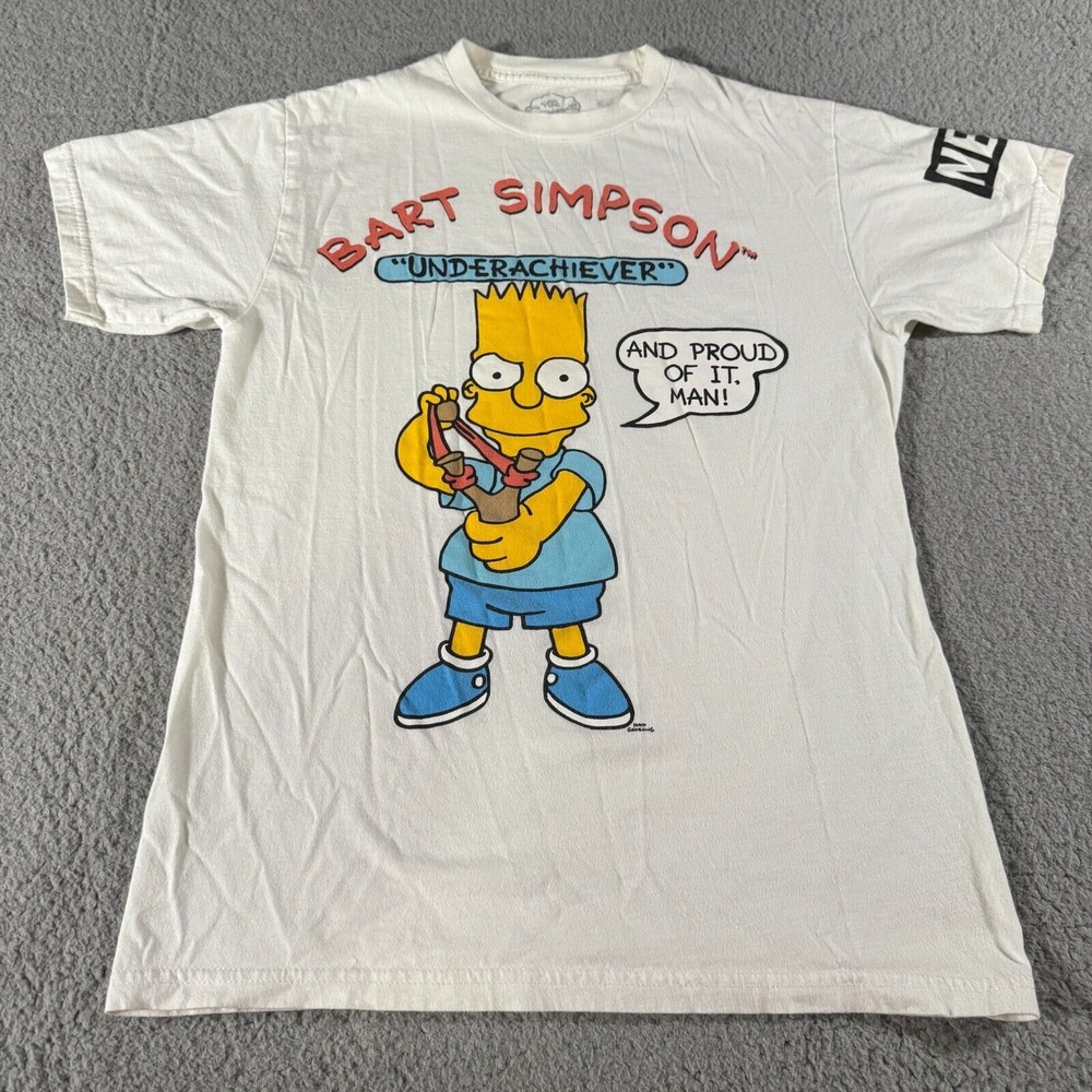 Bart Simpson‎ Underachiever Short Sleeve T-Shirt White Men's Small Tee Graphic